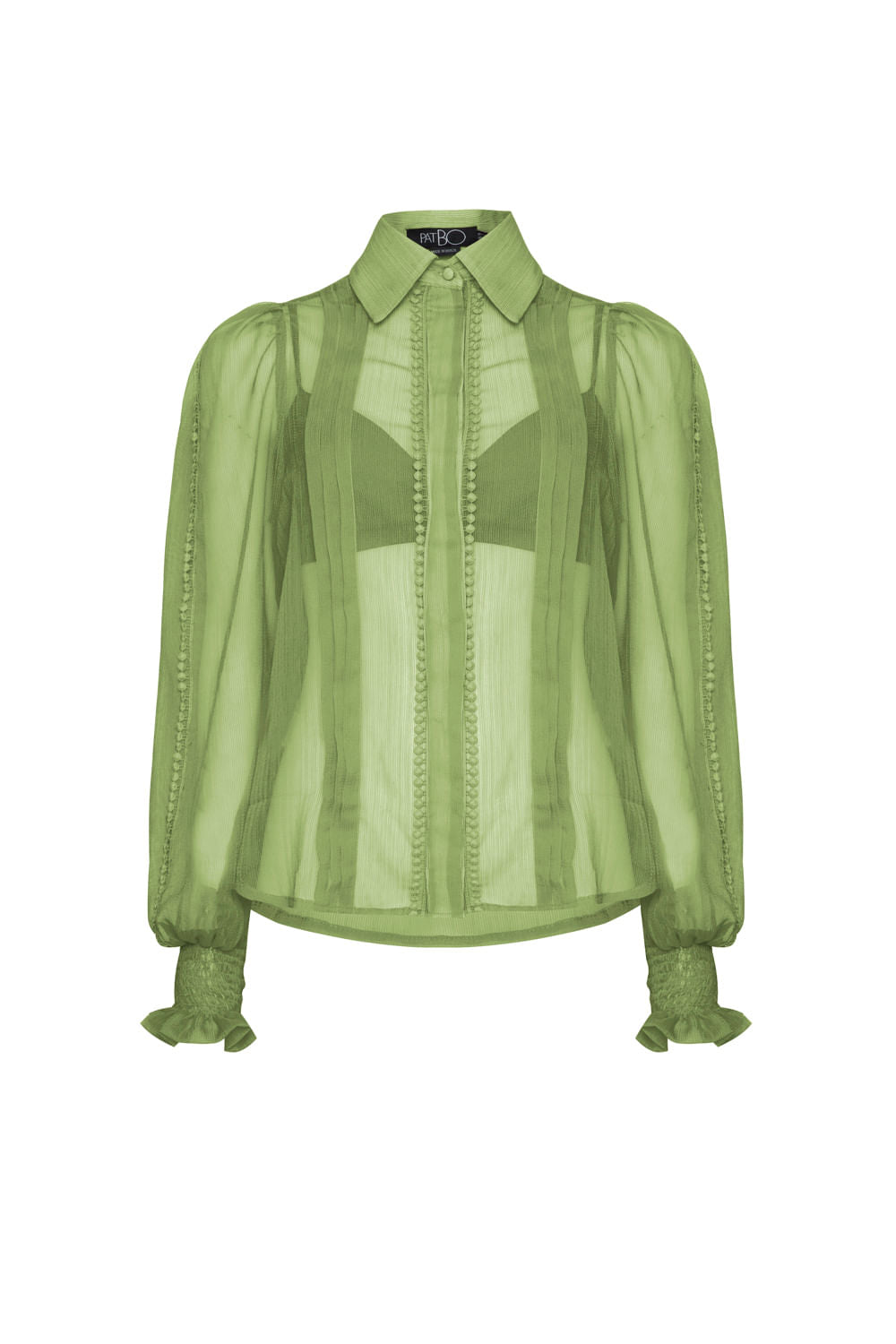 CAMISA SILKY PLISSÊ VERDE