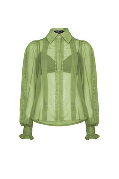 CAMISA SILKY PLISSÊ VERDE