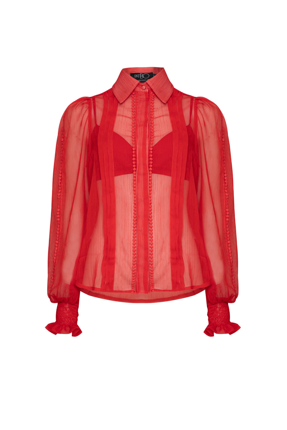 CAMISA SILKY PLISSÊ VERMELHO