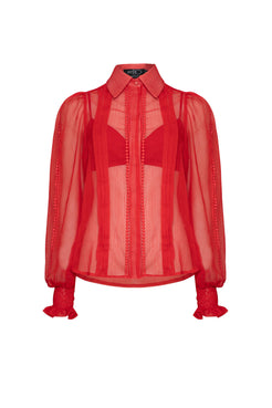 CAMISA SILKY PLISSÊ VERMELHO
