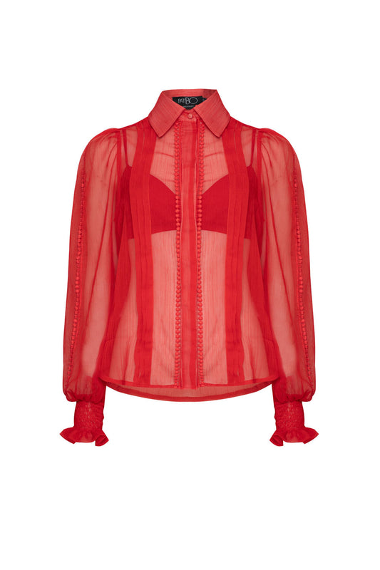 CAMISA SILKY PLISSÊ VERMELHO