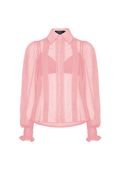 CAMISA SILKY PLISSÊ ROSA