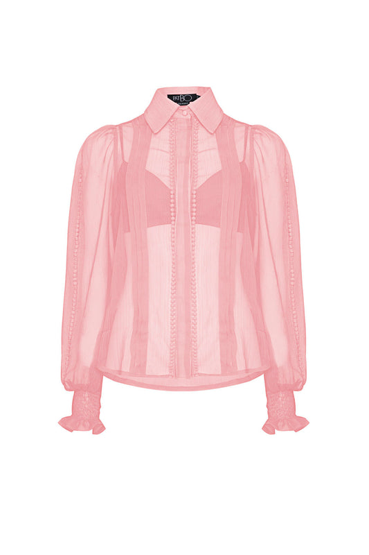 CAMISA SILKY PLISSÊ ROSA