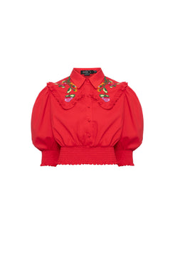 CAMISA CROPPED SOFT 60'S VERMELHO