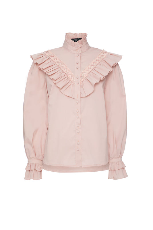 Camisa babados soft 60's rosa
