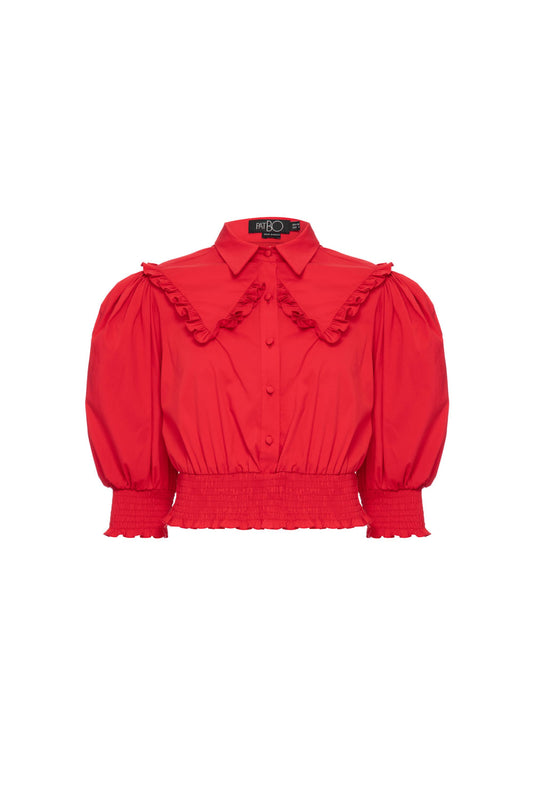 CAMISA CROPPED BABADO SOFT 60'S VERMELHO