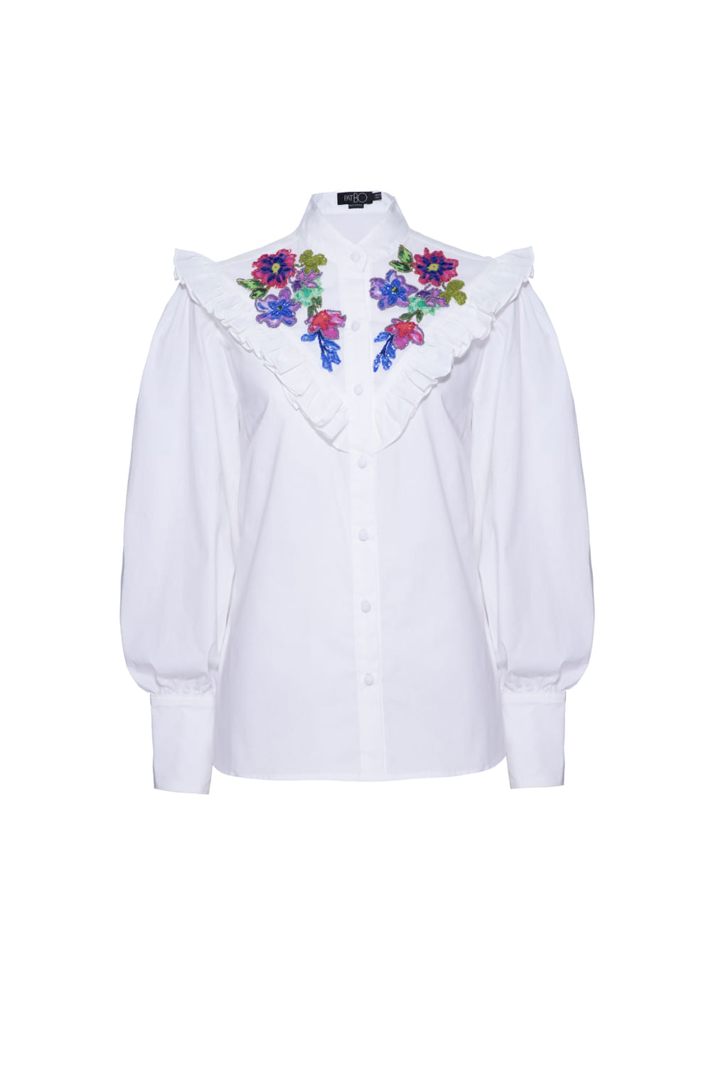 CAMISA RECORTE BABADO  OFF WHITE