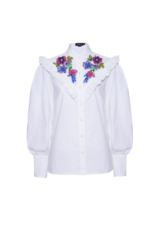 CAMISA RECORTE BABADO  OFF WHITE