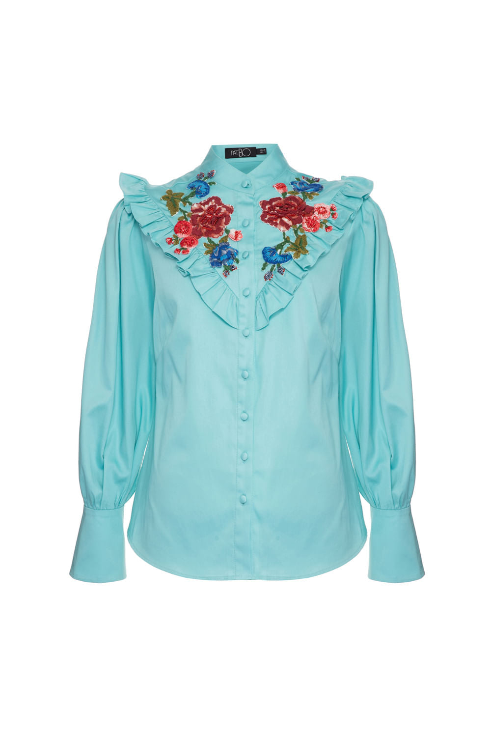 CAMISA RECORTE BABADO  AZUL