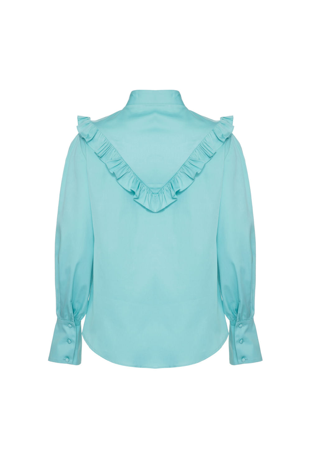 CAMISA RECORTE BABADO  AZUL