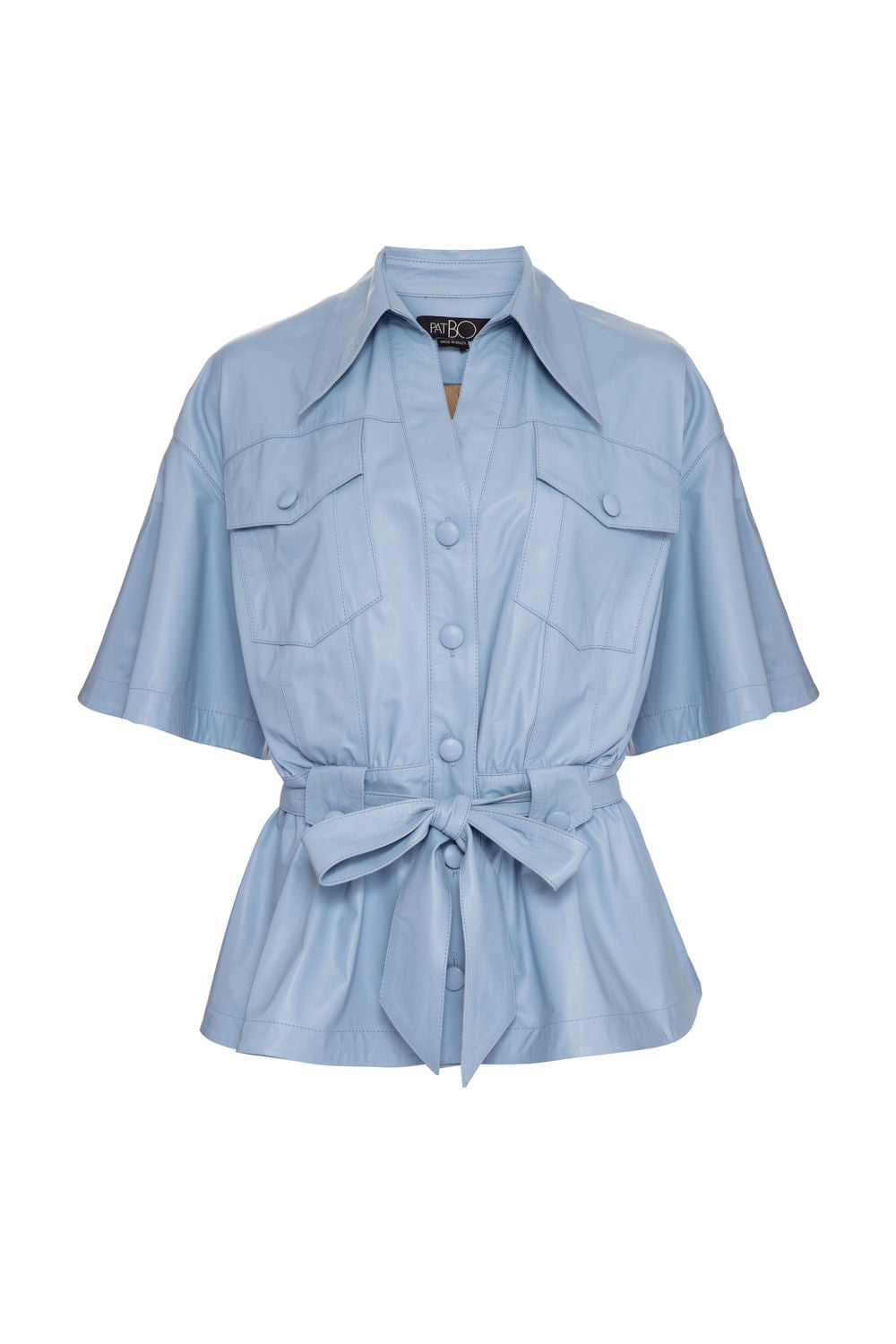 CASACO AMPLO RECORTES COURO GLAM ROCK AZUL