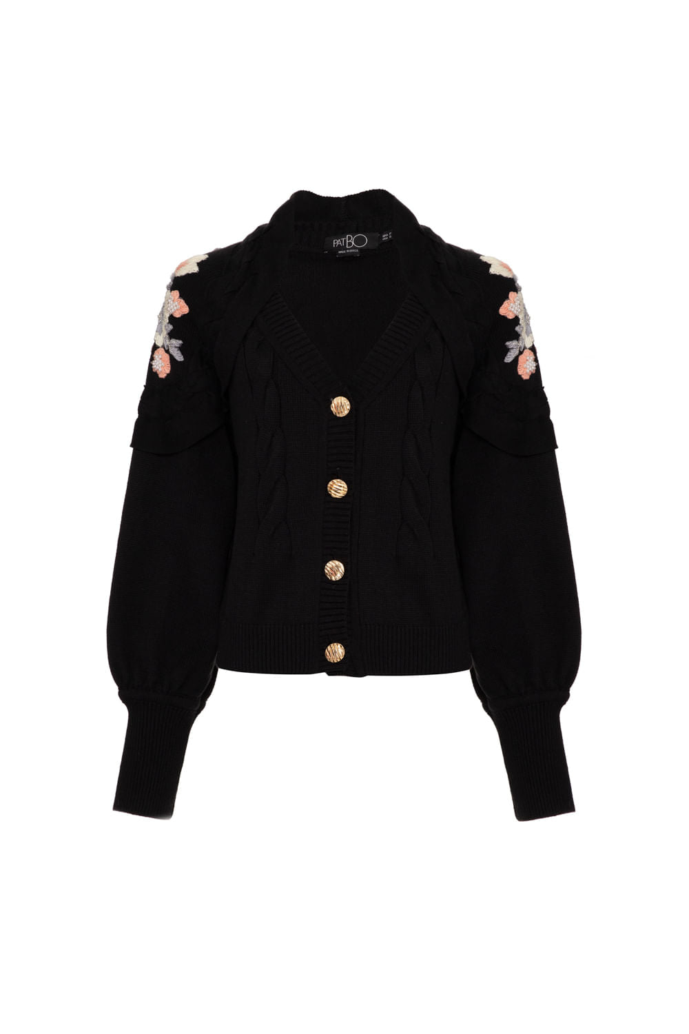 TRICOT OMBREIRAS BORDADAS GRACEFUL PRETO