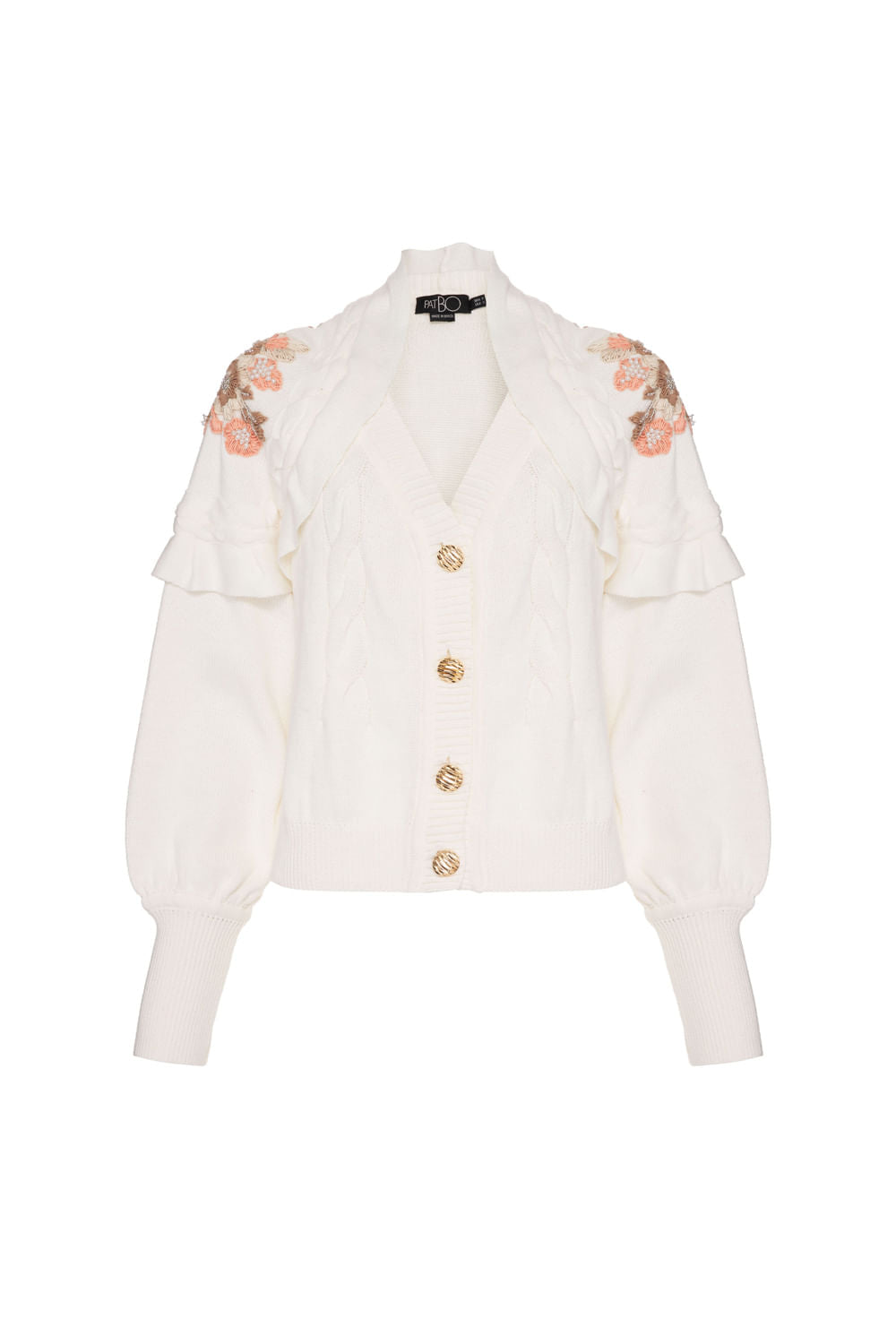 Tricot ombreiras bordadas graceful off white