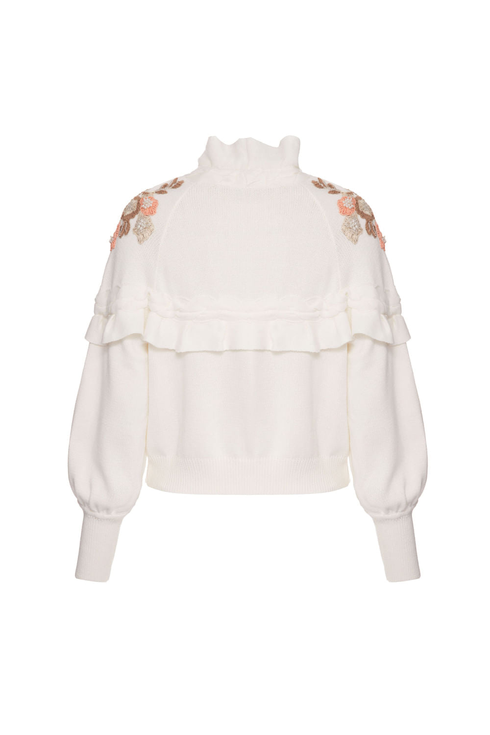 Tricot ombreiras bordadas graceful off white