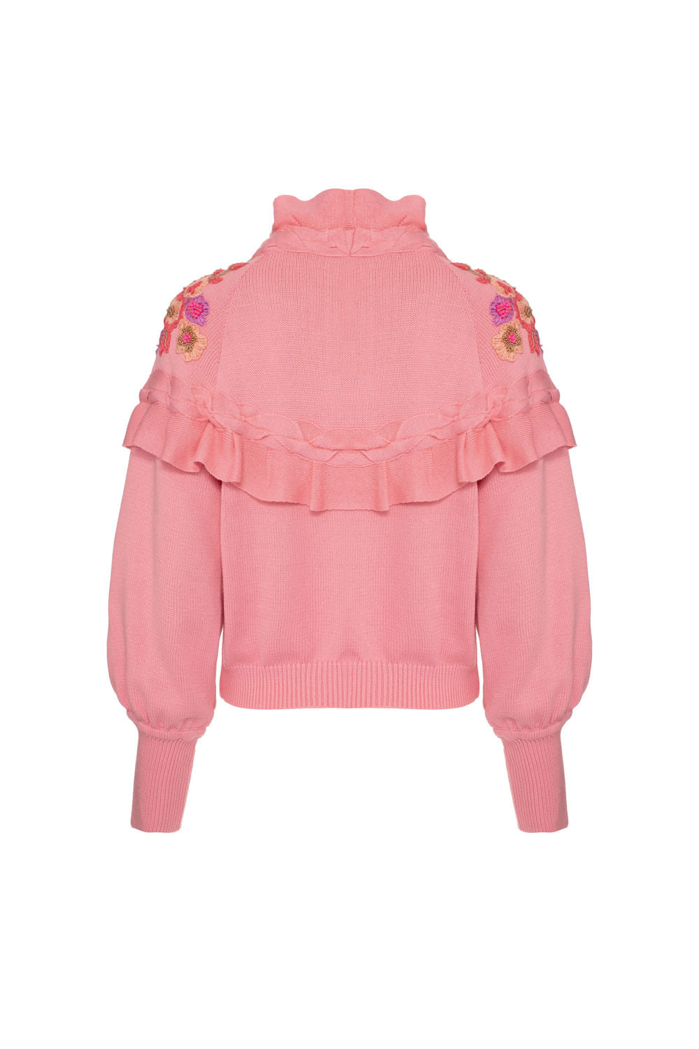 Tricot ombreiras bordadas graceful rosa
