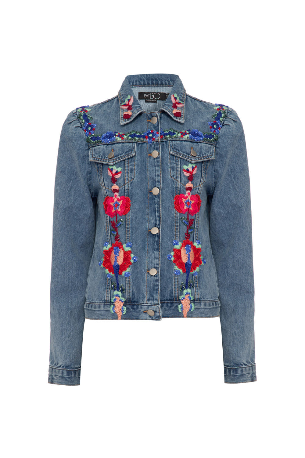 Jaqueta bordada upscale denim azul