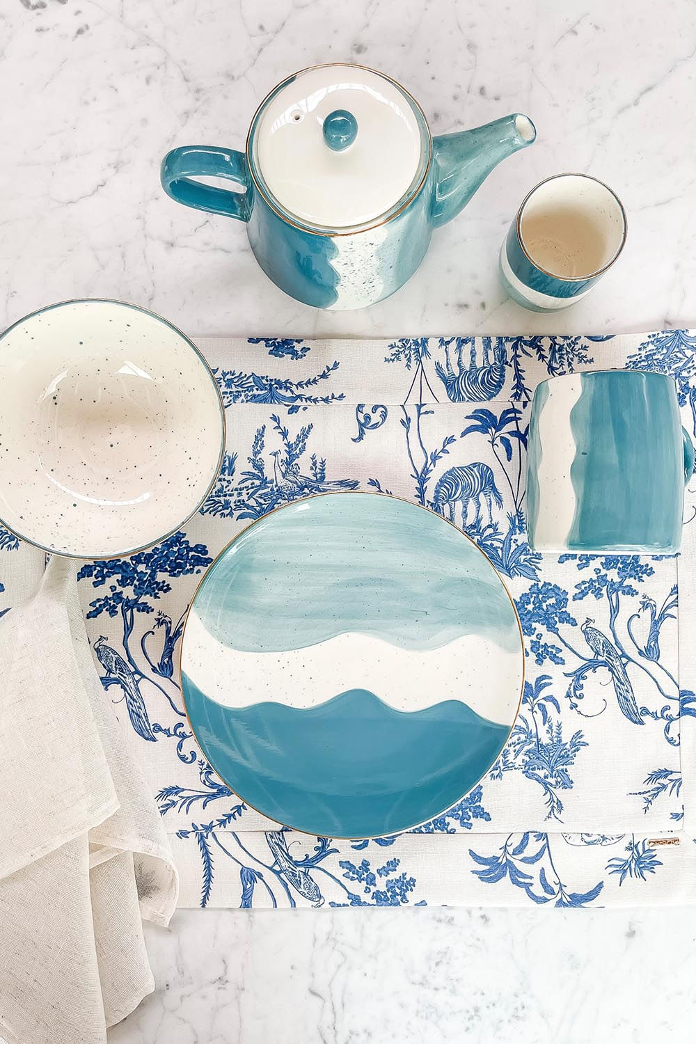 JOGO AMERICANO TOILE DE JOUY  AZUL