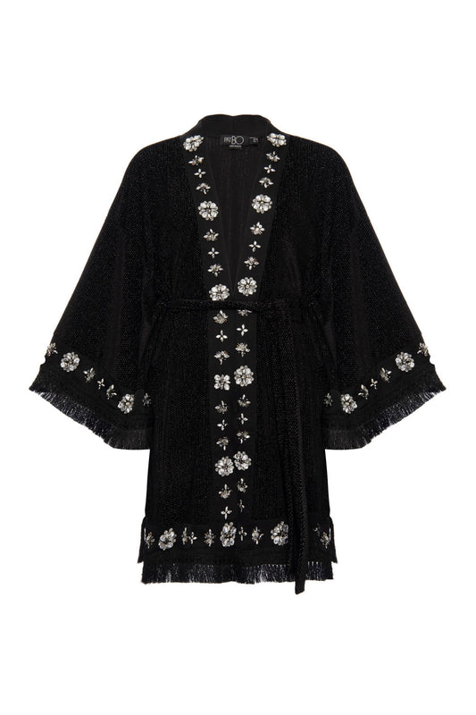 KIMONO VELUDO WOOF PRETO