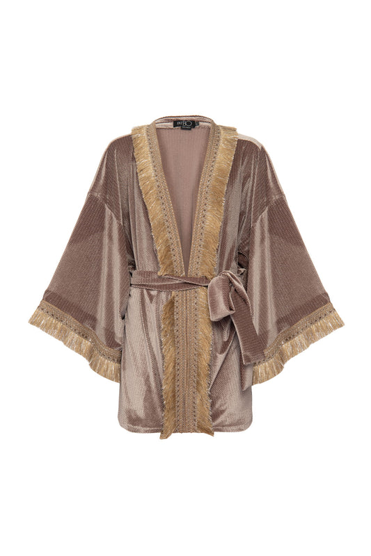 KIMONO FRANJAS VELUDO WOOF DOURADO