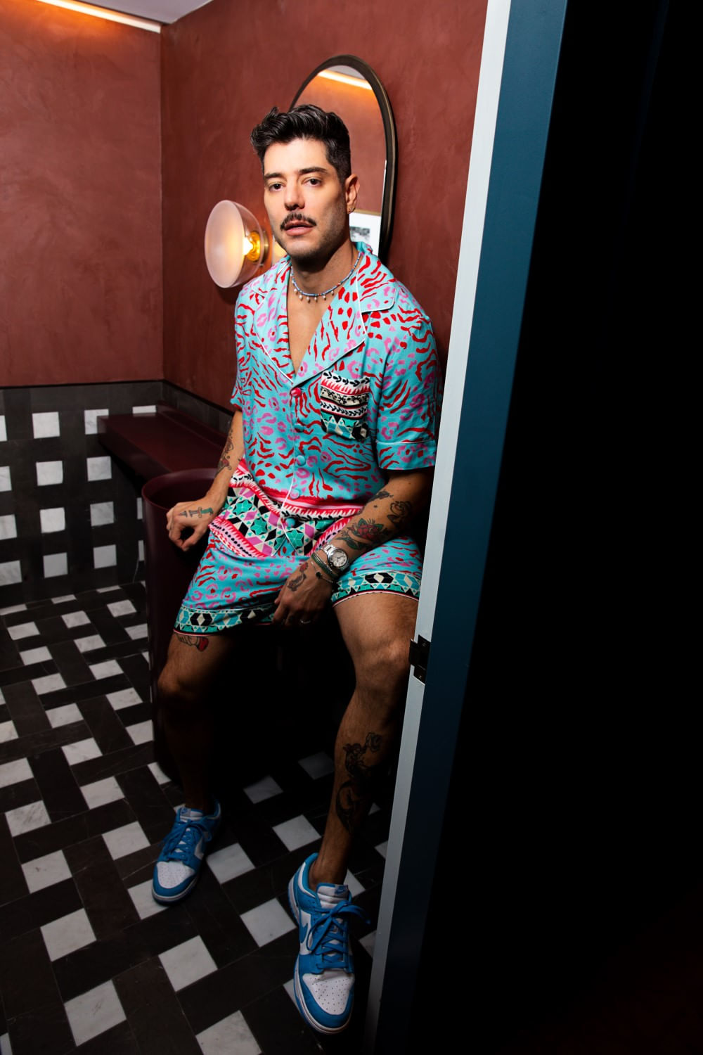 PIJAMA CURTO AMUR KADU DANTAS AZUL