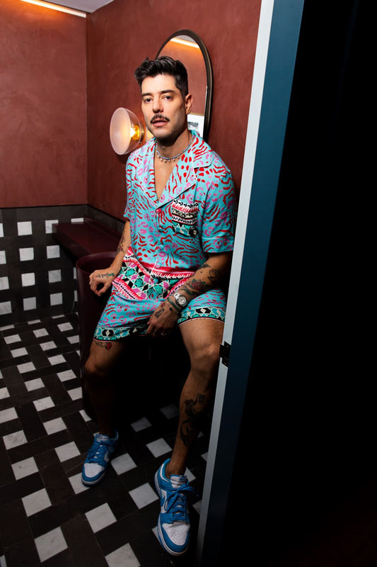 PIJAMA CURTO AMUR KADU DANTAS AZUL