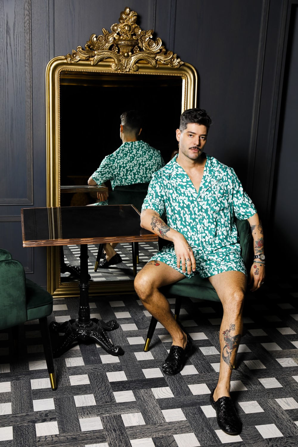 PIJAMA CURTO ANIMAL PLANT KADU DANTAS VERDE