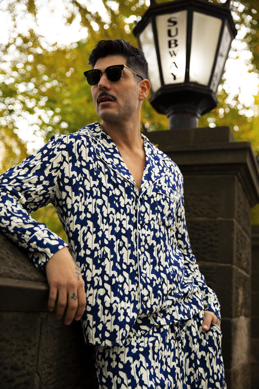 PIJAMA LONGO ANIMAL PLANT KADU DANTAS AZUL