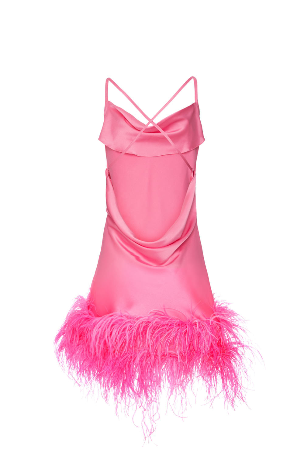 SLIP DRESS CURTO CLASSY FEATHERS ROSA