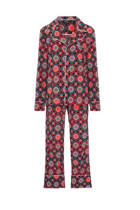 PIJAMA LONGO GEOMÉTRICO SOCHI PRETO