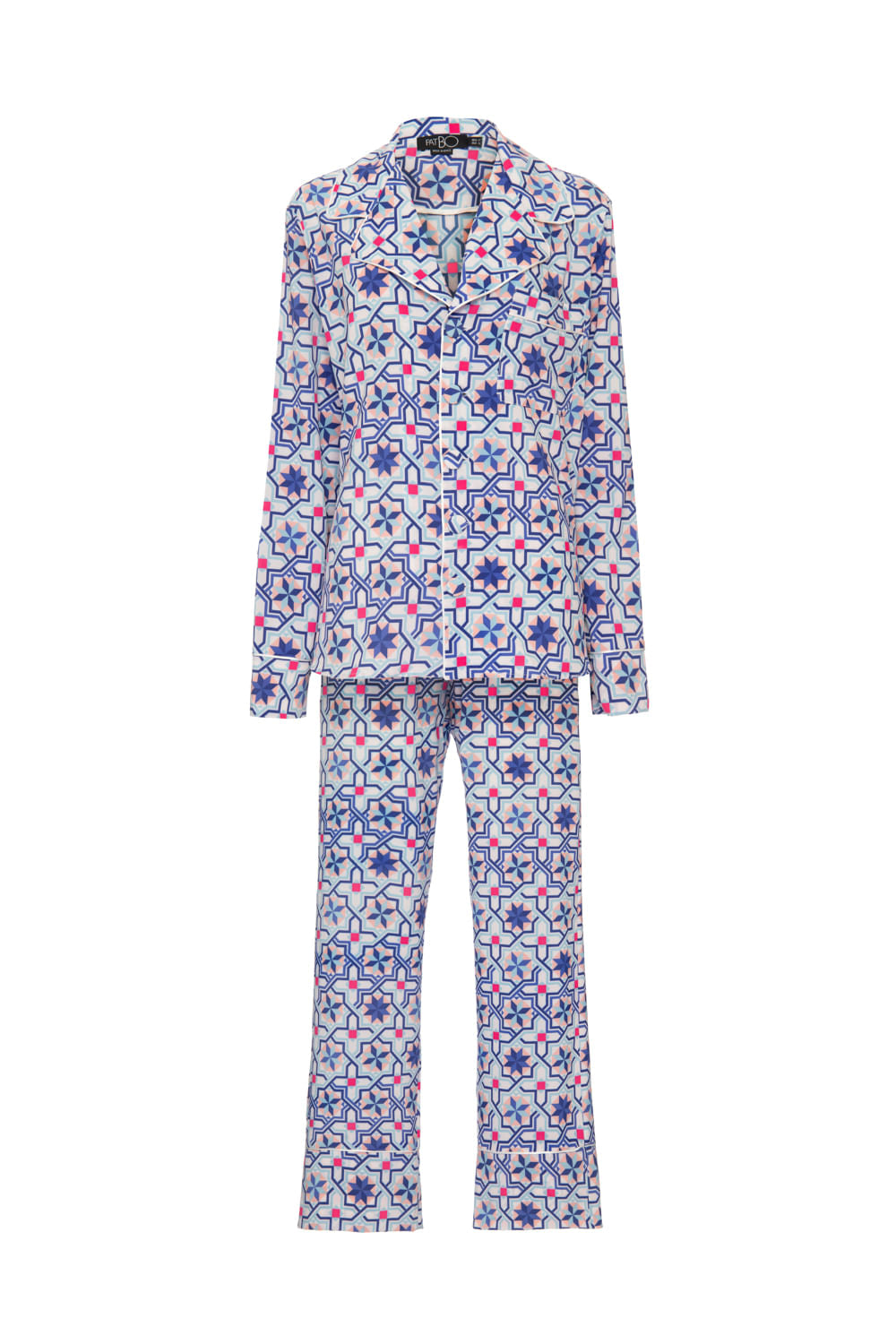 Pijama longo geométrico sochi off white