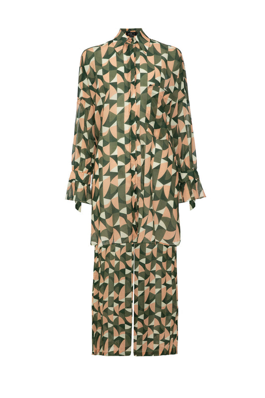 Pijama longo geométrico zellij verde