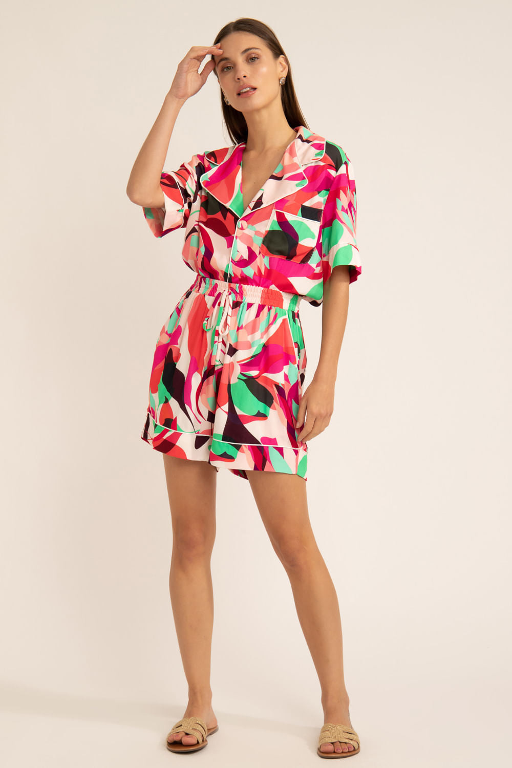 PIJAMA CURTO PROTEA ROSA