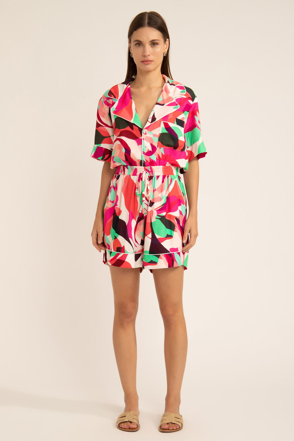 PIJAMA CURTO PROTEA ROSA