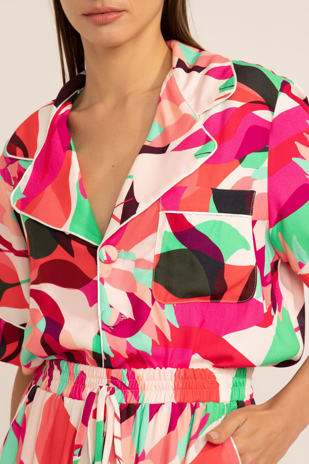 Pijama longo protea rosa