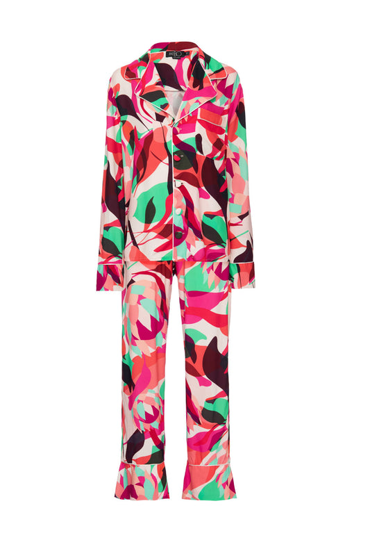 Pijama longo protea rosa