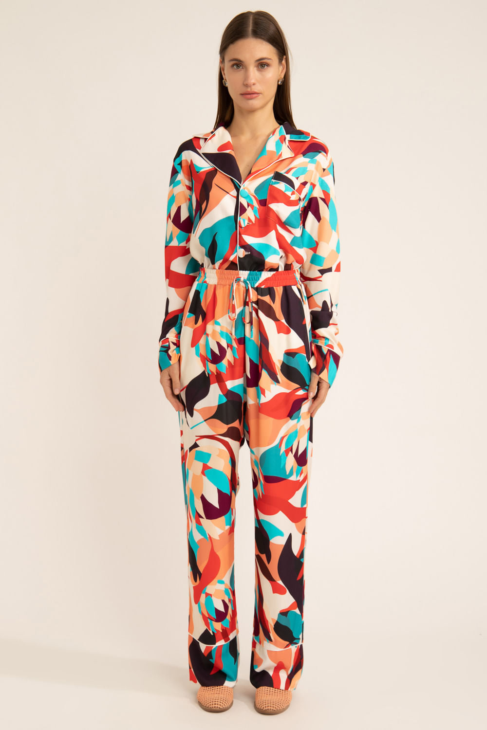 Pijama longo protea laranja