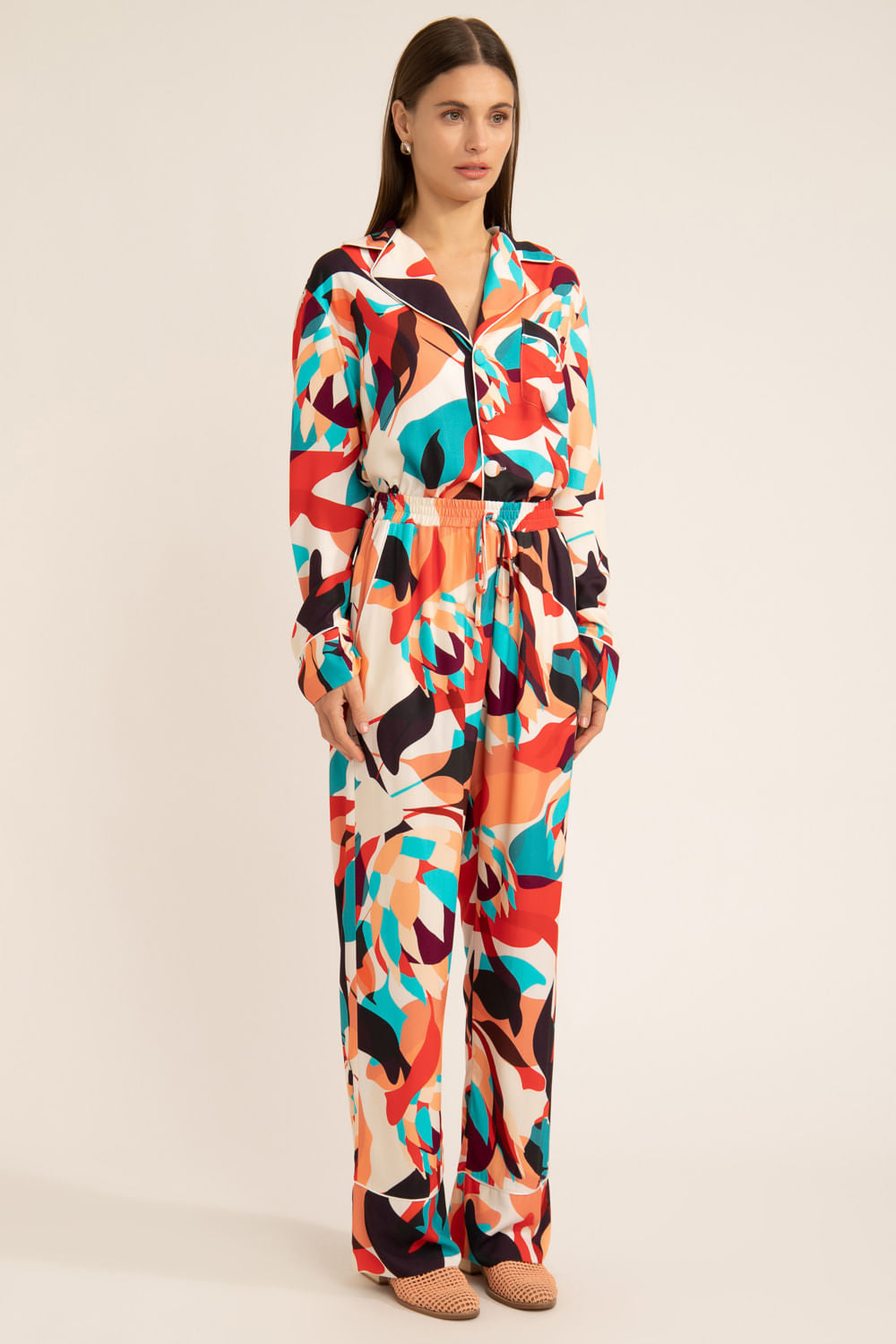 Pijama longo protea laranja