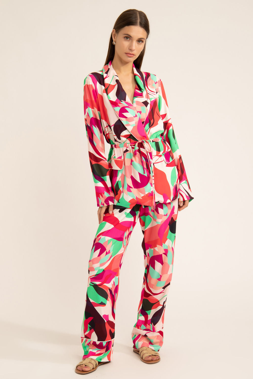 PIJAMA LONGO AMARRAÇÃO PROTEA ROSA