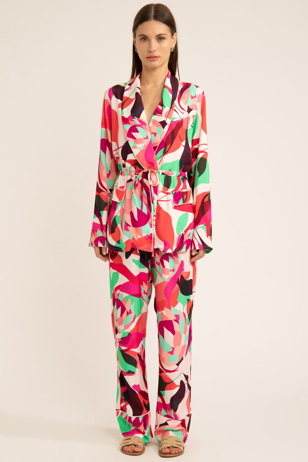 PIJAMA LONGO AMARRAÇÃO PROTEA ROSA