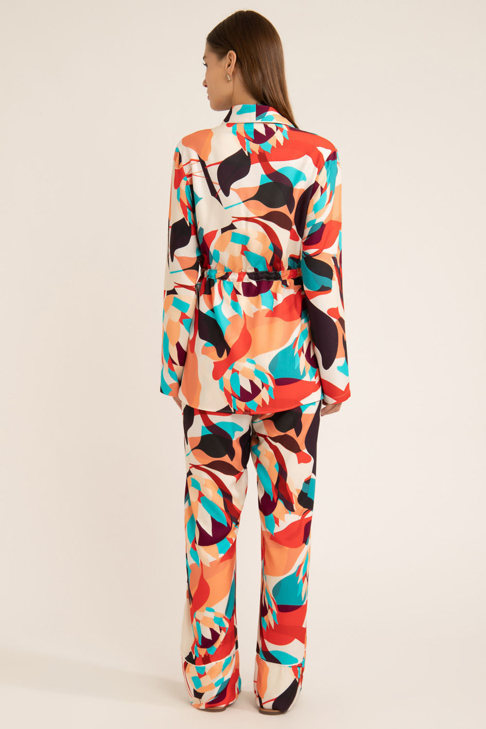 Pijama longo amarração protea laranja