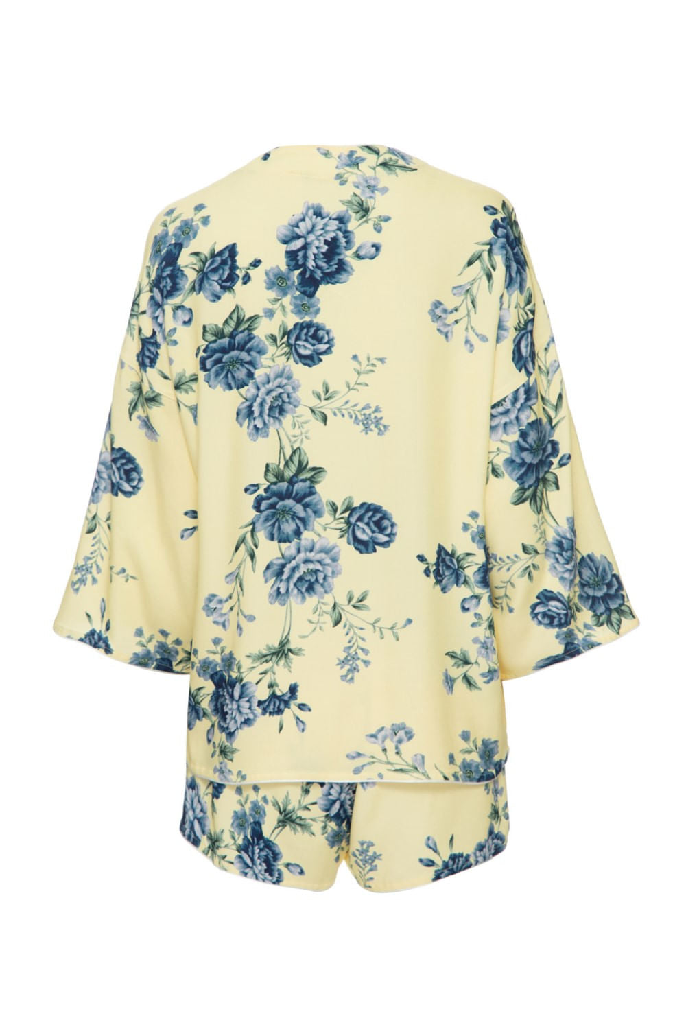 PIJAMA CURTO FLORAL OLGA AMARELO