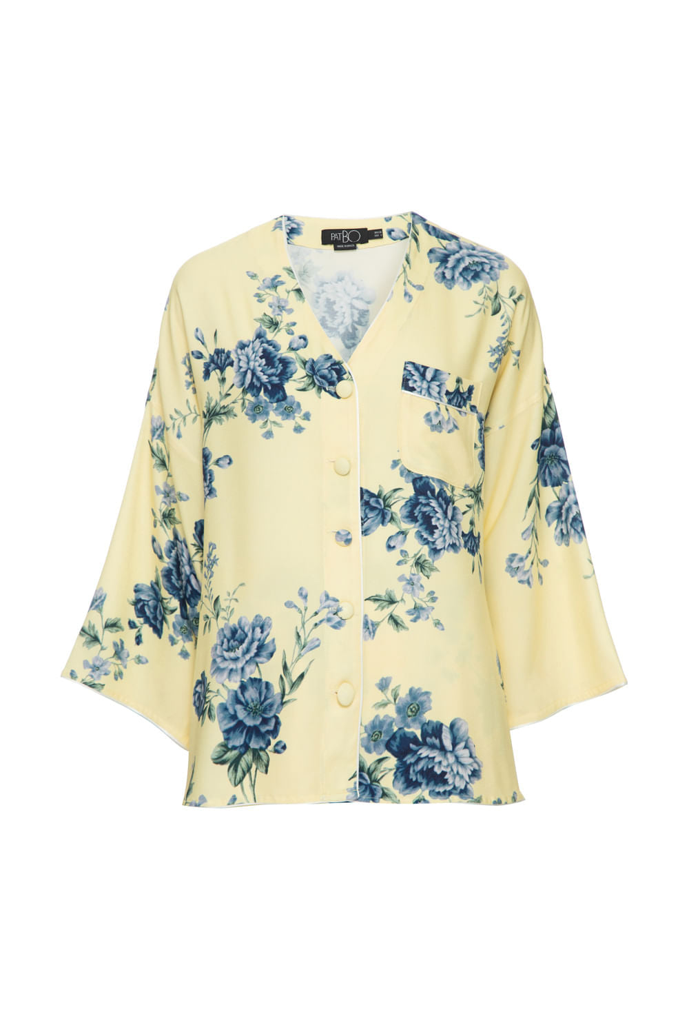 PIJAMA CURTO FLORAL OLGA AMARELO