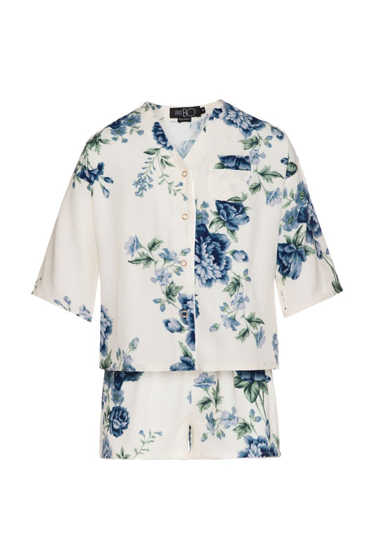 PIJAMA CURTO FLORAL OLGA INFANTIL OFF WHITE