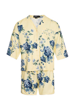 PIJAMA CURTO FLORAL OLGA INFANTIL AMARELO