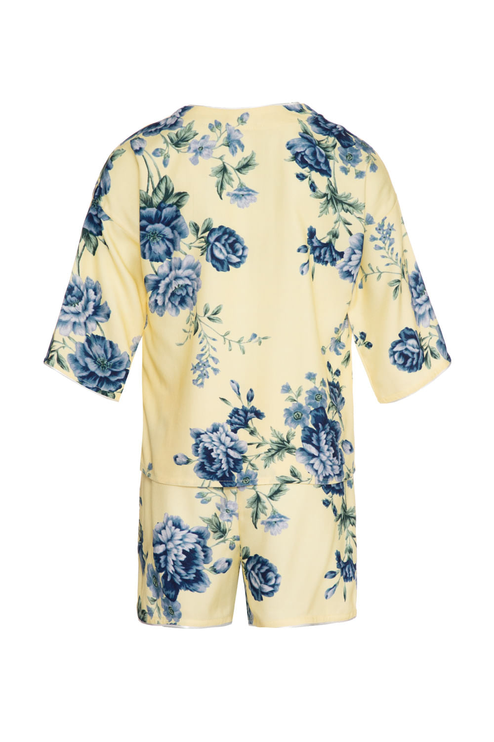 PIJAMA CURTO FLORAL OLGA INFANTIL AMARELO