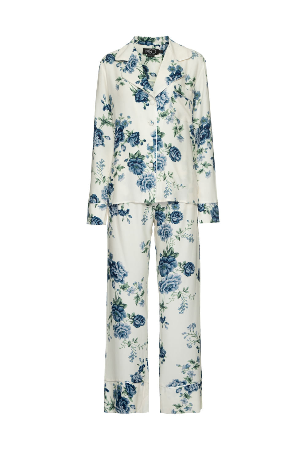 PIJAMA LONGO FLORAL OLGA  OFF WHITE