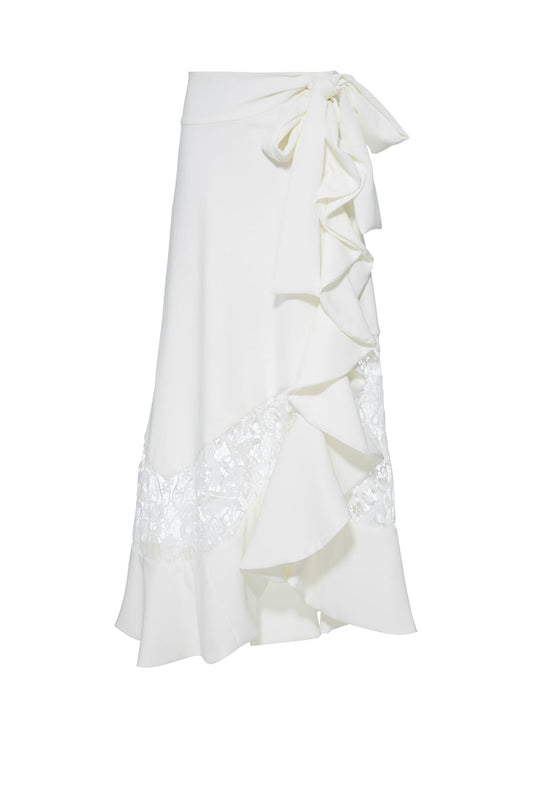 SAIA MÍDI TRANSPASSADA BABADO LATERAL OFF WHITE