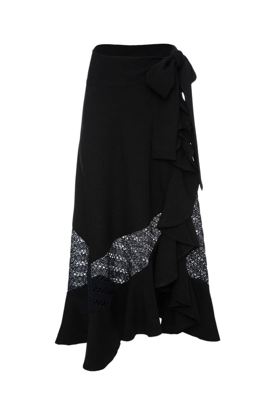 SAIA MÍDI TRANSPASSADA BABADO LATERAL PRETO