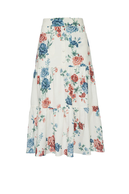 SAIA MÍDI BOTÕES FLORAL OLGA OFF WHITE
