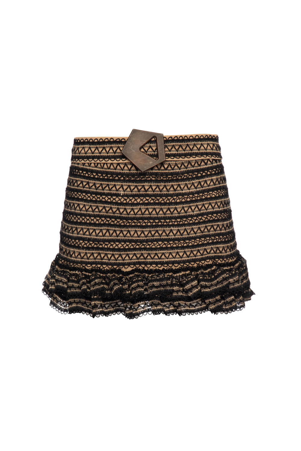 Short fivela tropical grÃ¡fico preto